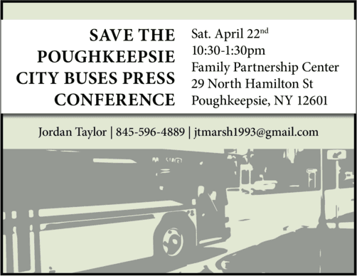 Un cartel hecho para una conferencia para el sistema de los autobuses en Poughkeepsie, NY
