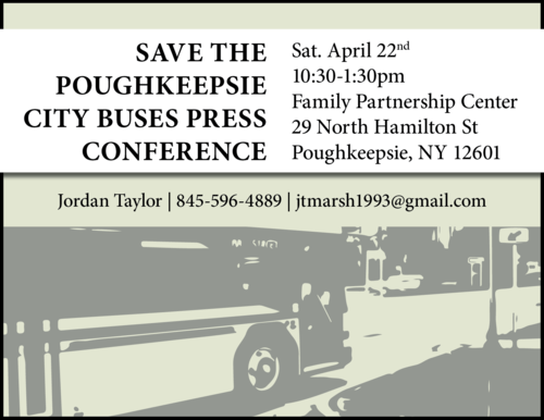 Un cartel hecho para una conferencia organizado para el sistema de los autobuses en Poughkeepsie, NY