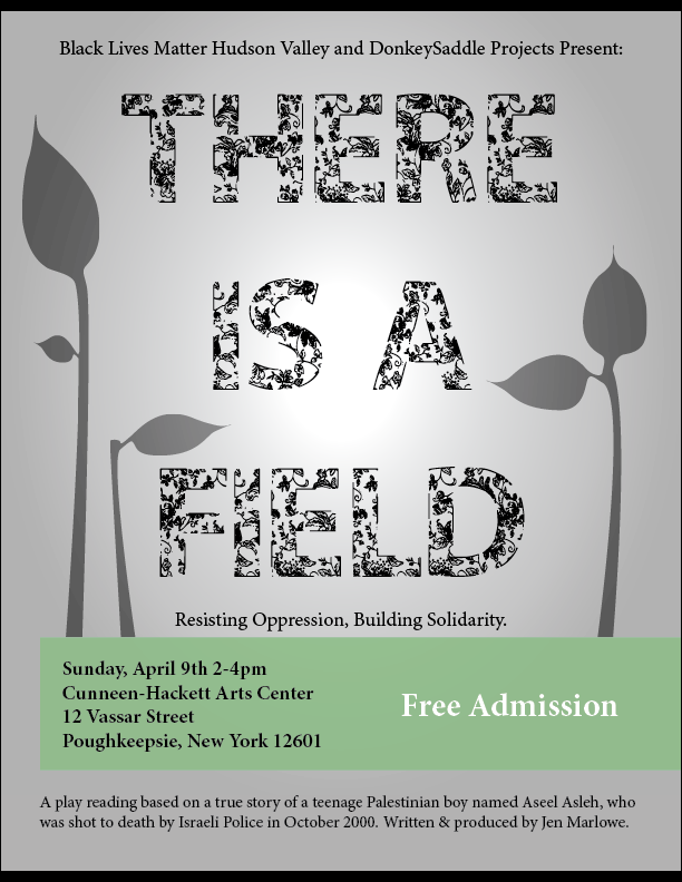 Un cartel para una obra de teatro titulada 'There is a field' escrita por Jen Marlowe