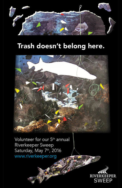Póster para el Riverkeeper Sweep del Valle Hudson, titulado 'Basura no pertenece aquí'