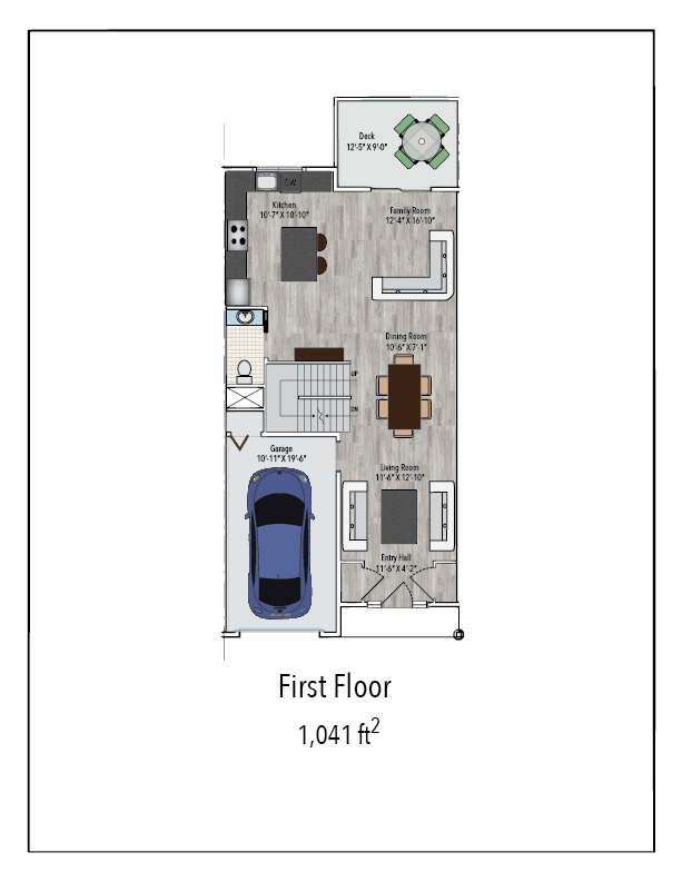Floor plan of the frst floor of a unit at Windsor Crest