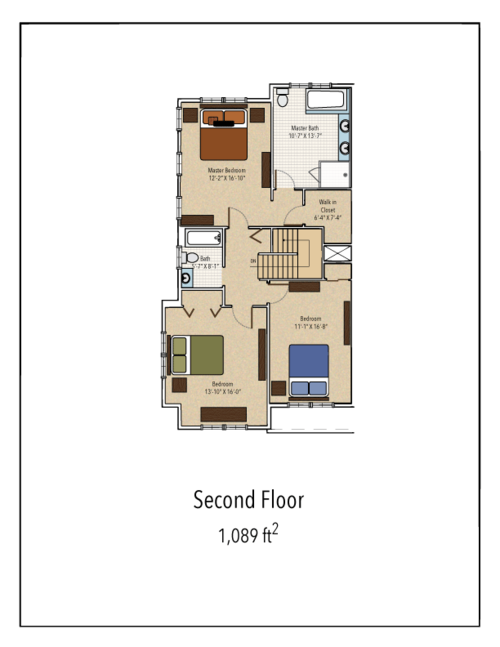 Plano de planta para el primer piso de una unidad de Windsor Crest Condominios en New Windsor, Nueva York